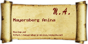 Mayersberg Anina névjegykártya